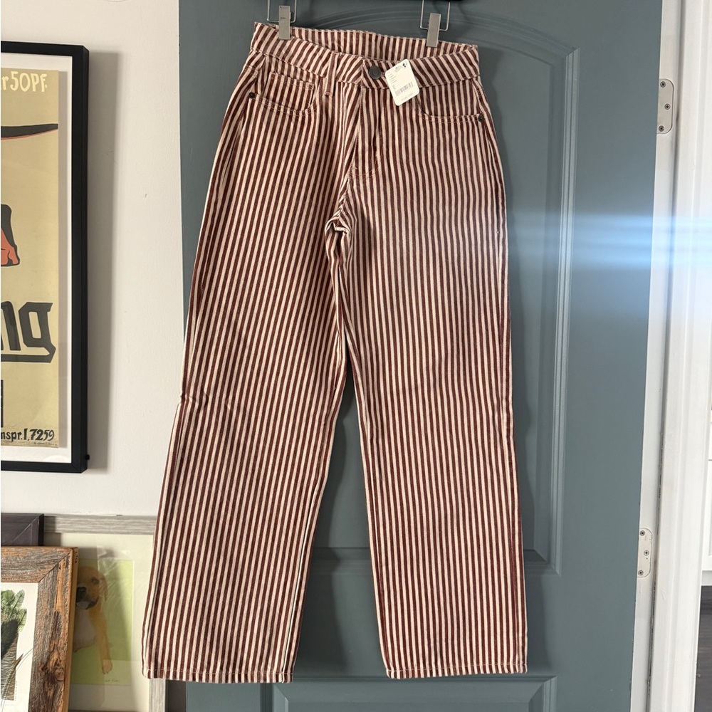 Striped Wide-Leg Women’s Pants - red/White Sz sm NWT